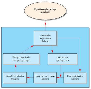 Lurraren gainaldera eguzki irrada gutxiago iristeak dakarren berrelikatze positiboaren adibidea.<br><br>